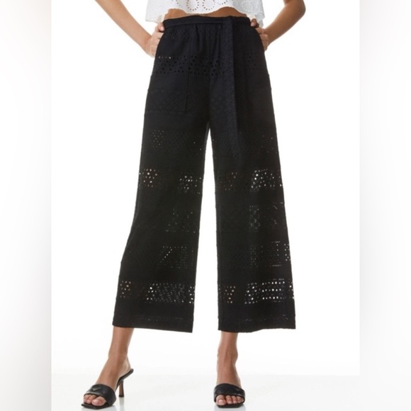 Alice + Olivia Black Wide-Leg Lace Pants - Picture 2 of 5